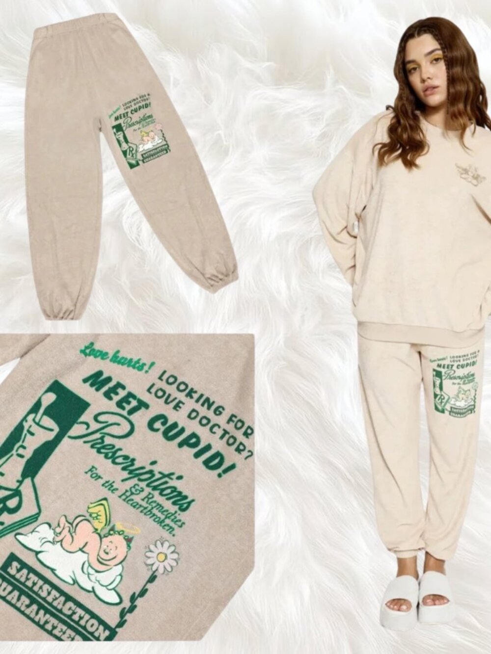 Boys Lie Love Hurts Terry Sweatpants Sand XS Graphic Joggers